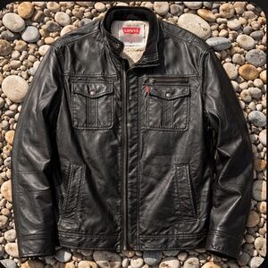 Levi's Dark Leather Bomber Jacket